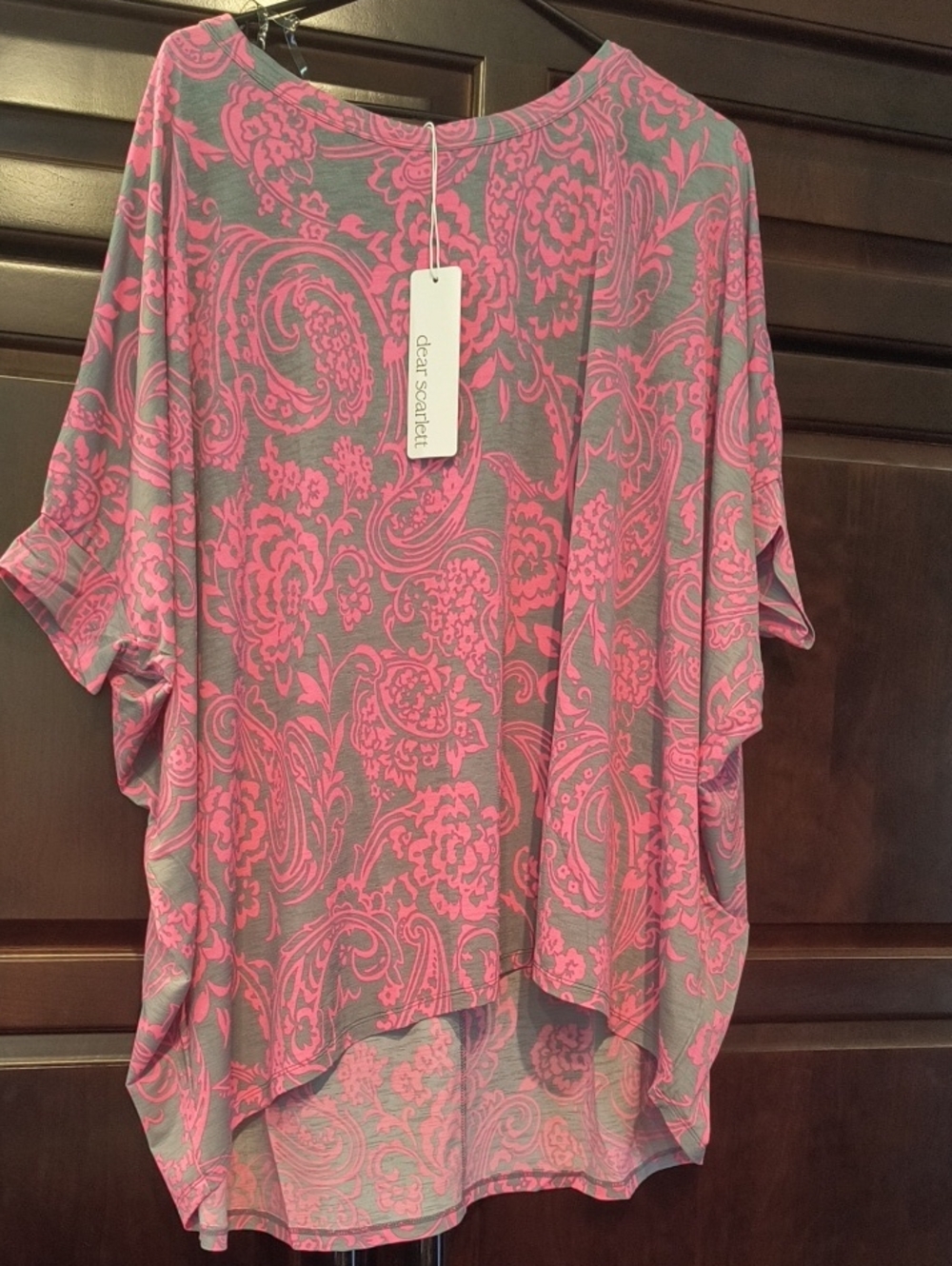 Scarlett Pink Paisley Print on Gray Knit Top